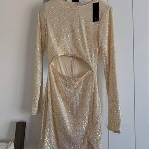 Lulus Sequin Cut-Out Dress
